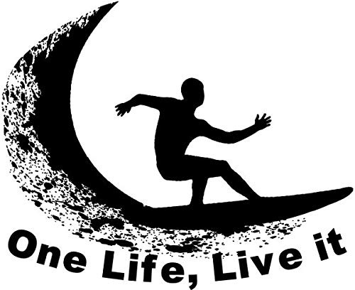 myrockshirt One Life Live it Surfer surfen ca 20 cm Aufkleber,Sticker,Decal,Autoaufkleber,UV&Waschanlagenfest,Profi-Qualität