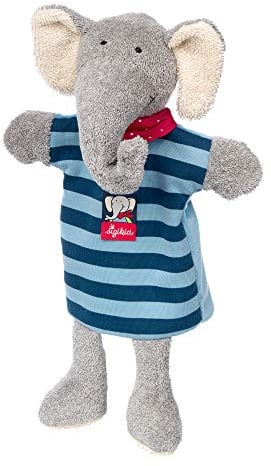 SIGIKID 39245 Handpuppe-Schnuffeltuch Lolo Lombardo Mädchen und Jungen Babyspielzeug empfohlen ab Geburt blau/grau, 15 x 10 x 34