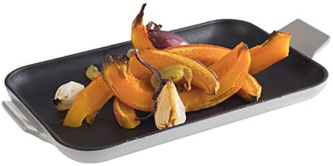 APS Plat de service Fonte - Mini plat en fonte, fonte émaillée, angulaire, L x P x H : 20 cm x 13 cm x 2 cm, empilable, résistant au four, bol, gris