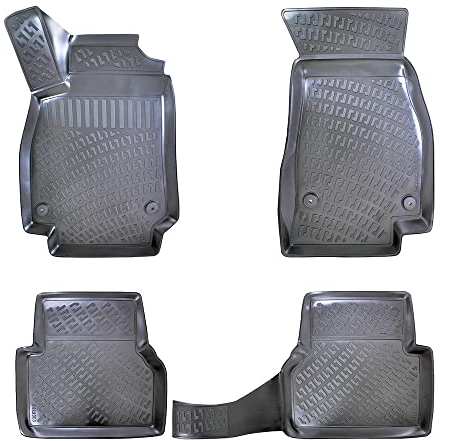 Rizline Passgenau 3D Fussmatten Auto Kompatibel mit Audi A6 C8 2018-2023 Auto Zubehör 1. und 2. Reihe Gummimatten Autos TPE Allwetter Geruchlos rutschfest Vorne & Hinten Schwarz