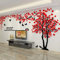 Árbol 3D Pegatinas de Pared, DIY Árbol Calcomanías Murales Adhesivo Pegatinas Decoración Hogareña Artes de Salón, Dormitorio, Habitación para Niños, Pared de TV(XL-400 * 200cm,Rojo Derecha)