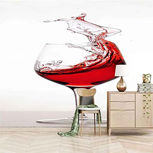 FVGKYS Papier Peint Adhésif Salle De Séjour Mur De Fond Enfant Adulte Chambre À Coucher Garçon Fille Moderne Verre À Vin Rouge Tendance Personnalisé 3D Fond D'Écran Peinture Murale 200x150cm