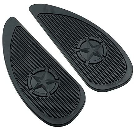 Adesivi Antiscivolo Moto, MoreChioce 2 Pezzi Serbatoio Carburante Moto Adesivi Laterali Serbatoio Gas Moto Pad Termoisolante Protezione Impugnatura Ginocchio Moto Retrò Paraserbatoio,Nero