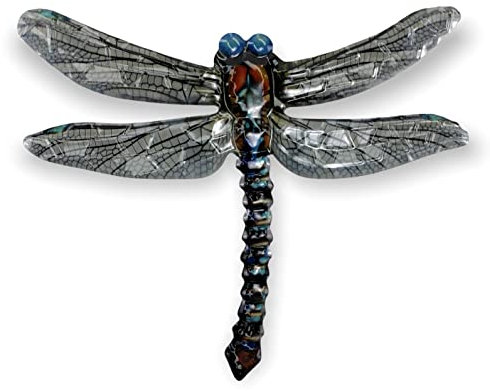 Crispe Metall Wand-Deko - Libelle blau – 48 x 40cm - geprägte 3D Wanddekoration - Wandbild inkl. praktischer Wandbefestigung – dekorative Wandskulptur – für In- und Outdoor