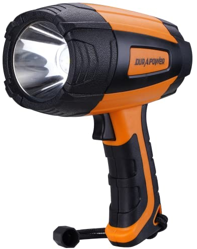 Durapower Foco recargable de larga duración, súper brillante de 60000 lúmenes, foco LED de mano, linterna de alta potencia para caza, barco, camping
