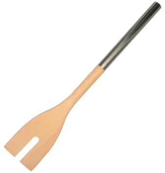 Fackelmann 30375 Salatgabel aus Buchenholz und Edelstahlgriff, Salatbesteck, Holz, Edelstahl, 34 x 6 cm