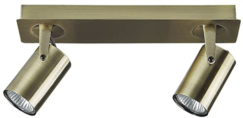 Beliani Deckenstrahler 2-flammig Metall messing Deckenspot schwenkbar Industrial Klip