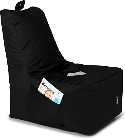 BuBiBag Sitzsack für Kinder und Erwachsene, Gaming Sitzsäcke mit Füllung für das Kinderzimmer, Zockersessel für groß und klein | XXL ChillBag, Schwarz