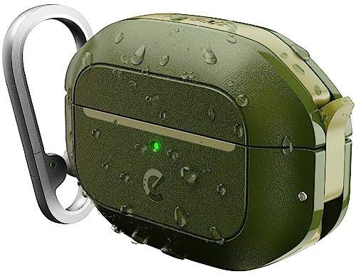 KeyBudz Element, custodia di ricarica impermeabile per Apple AirPods Pro 2, custodia protettiva in materiale riciclato, IP68 antipolvere e impermeabile, verde scuro