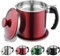 Kyraton Bacon Grease Container with Strainer, 1.4L Metal Shining Red Stainless Steel Oil Container, Pot Fat Storage with Lid, Easy Grip Handle Suitable for Storing Frying Oil and Cooking Grease
