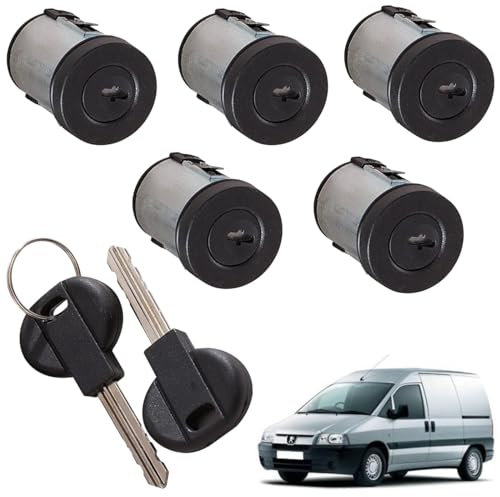 Twowinds - Barillet Serrure Compatible avec Peugeot Expert 806 Scudo Ulysse Zeta (1994-2006) Citroën Synergie - Porte Avant, Arrière, Gauche, Droite - 4162.C9 - Cylindre Fermeture - Clé (lot de 5)