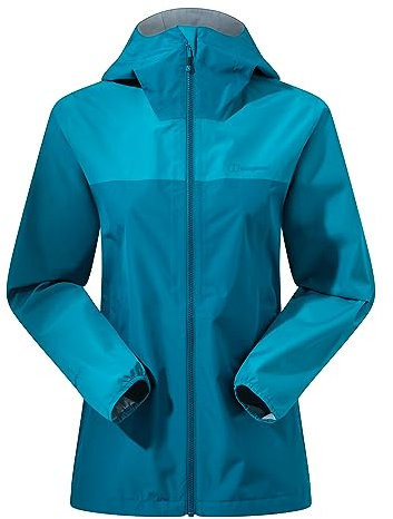 Berghaus Women's Deluge Pro 3.0 Shell Rain Jacket | Durable | Breathable Coat, Deep Ocean/Jungle Jewel 3.0, 12