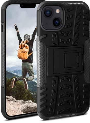 ONEFLOW Tank Case für Apple iPhone 14 Plus Hülle Outdoor, stabile Panzerhülle mit Kamera und Display Schutz, sichere Handyhülle, TPU Handy Schutzhülle mit Ständer, Schwarz