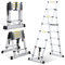 Lospitch 2M+2.3M Teleskopleiter Klappleiter, Rutschfester Aluleiter Mehrzweckleiter Ausziehbare Leiter, A-Rahmen 6+7 Sprossen Aluminiumleiter, 150 kg Tragfähigkeit