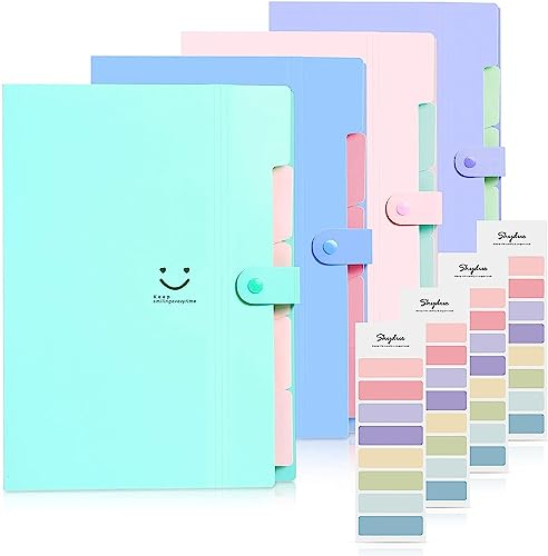 SKYDUE 4 Stück Dokumentenmappe A4, Fächermappe A4 Mit Fäche, Postmappe Ordnungsmappe A4,Ordnungsmappe 4 Für Zuhause, Büro, Schule Und Auf Reisen…