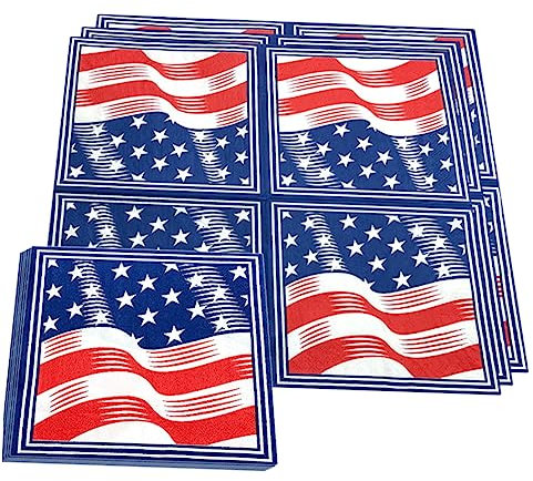FOYTOKI 40stücke Dekorative Papierservietten Zum Unabhängigkeitstag Einwegservietten Mit Amerikanischer Flagge Für Partyfestivals Und Dinnerservietten