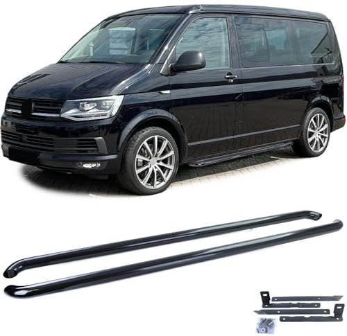 Seitenrohre Schweller Edelstahl Schwarz Glanz für VW T5 T6 T6.1 kurzer Radstand