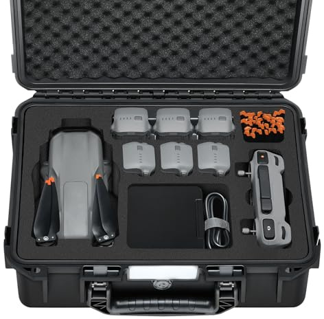 Hartschalenkoffer für DJI Air 3S/Air 3 – wasserdichte Tragetaschen, tragbare Aufbewahrungstasche passend für DJI Fly More Combo, RC 2/RC-N2/RC-N3 Controller, Batterien, Ladegerät, Kabel, Zubehör (nur