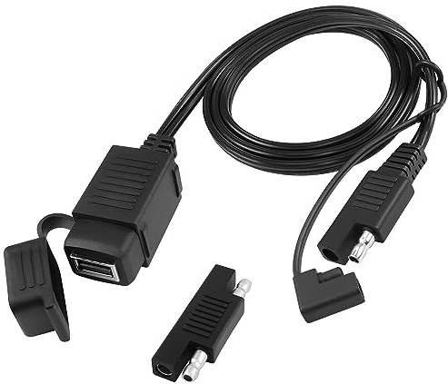 GELRHONR Câble adaptateur SAE vers USB, chargeur de téléphone pour moto, 5 V 2,1 A, port USB SAE Quick Disconnect Waterproof Compatible avec Smart Phone Tablette GPS Charge On Moto 12-24 V -1 m/3,2 ft