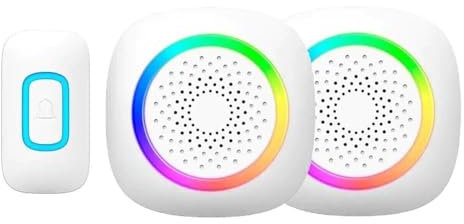 Vetrineinrete® Campanello wireless senza fili 300 metri 60 melodie a batteria con indicatore led rgb con pulsante ricevitore non udenti (2 Ricevitore)