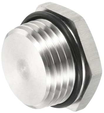 M METERXITY Tapón Macho Enchufe Hexagonal de Rosca 1/2 Npt Tono Plateado | para Conexión de Tubería, con Anillo de Goma Sellante, Inoxible, Aplicable a Tuberías de Agua