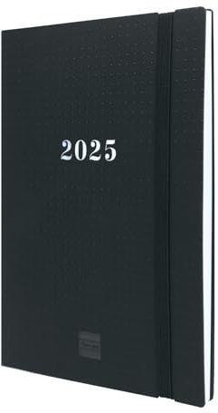 Finocam - Terminkalender Dotted 16 Monate 2024 2025 Horizontale Wochenansicht September 2024 - Dezember 2025 (16 Monate) Schwarz International