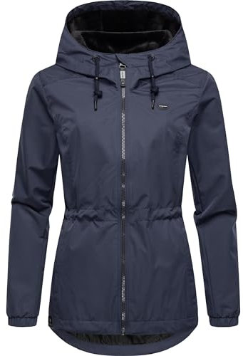 Ragwear wasserdichte Damen Übergangsjacke leichte kurze Funktionsjacke mit Kapuze Dankka Tech YOUMODO Navy Gr. 5XL