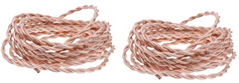 Angoily 2 Rollen Twist gewebte Drähte abgedeckter elektrischer Draht mit Stoff überzogener Draht Lampenkabel 2-adriges Kabel Twisted-Pair Stromkabel Leuchter Zubehör Gewebtes Tuch