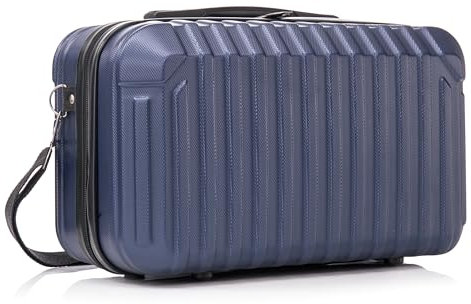 R.Leone Valigia Ryanair 40x20x25 cm Traccolla Bagaglio a mano Beauty Case in ABS 2208 (Blu, XS Beauty case 40x20x25cm)