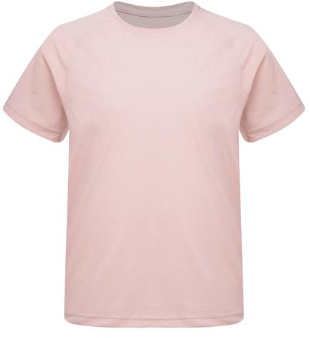 Yruioon Kinder Mädchen Sport T-Shirt Schnelltrocknendes Kurzarm Shirt Rundhals Tops Fitness Sport Yoga Training Sportswear Rosa 110-116