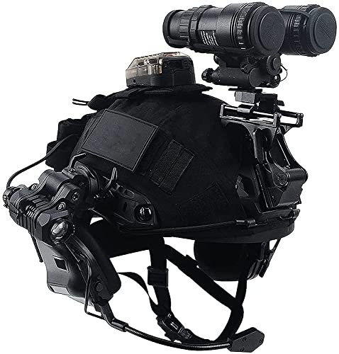 Outdoor CS Spiel Taktischer Helm, Militär-Stil Fast Schutz Helm Set Mit Airsoft Maske, Paintball Brille Taktischer Headset,Teleskop-Modell Army Militärstil Cs Spiel Set
