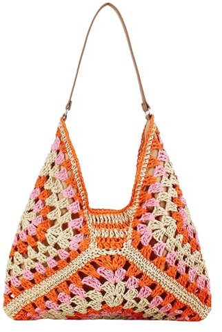 Pzuryhg Trendige gewebte Geldbörse, Sling-Tasche, Strand-Ready, gewebte Tragetasche, Webtasche für Damen, modische Schultertasche, Sommertasche für Ausflüge, modische Umhängetasche für Ausflüge, blau,