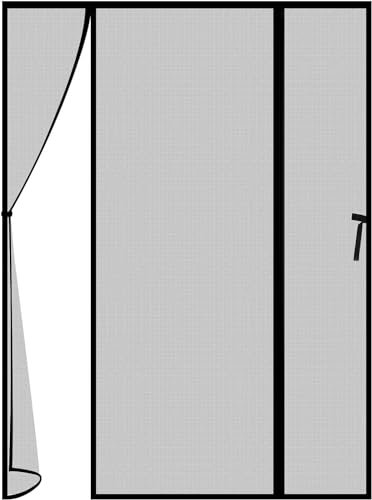 Zanzariera magnetica per porta del garage, porta grande, zanzariera con magneti, con due ante aperte, nera295x260 cm