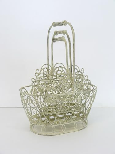 Blumenkörbe Blumentöpfe Pflanzkörbe 3er Set Metall Shabby Chic altweiß Vintage -11415-