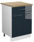 Vicco Küchenunterschrank Fame-Line, Dunkelblau Hochglanz/Weiß, 60 cm mit Schublade, AP Eiche