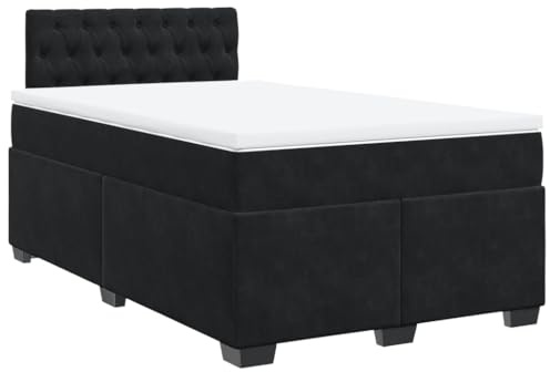 vidaXL Boxspringbett mit Matratze Schwarz 120x190 cm Samt