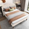 KeepGoon Polsterbett 140x200,Doppelbett mit Lattenrost und Kopfteil,Jugendbett,flaches Bett,bettrahmen,für Erwachsene & Jugendliche,Samt,familienbett (Beige)