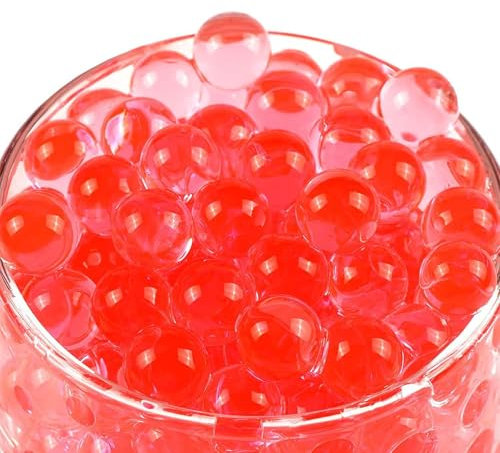 ZOWOKI Water Beads for Vases 6,000 Plus - 50 g Water Gel Jelly Balls Vase Filler - Beads for Floating Candles Making, Wedding Party, Decorative Home Accessories Plants and Craft (50g Red)