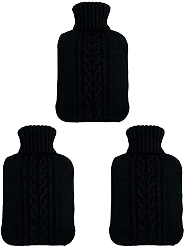 3 Pieces Hot Water Bottle Cover Soft Cover Only Knitted Hot Water Bottle Sweater for Winter Hot Compress and Cold Therapy, Menstrual Cramps, Neck, Shoulder Pain Relief