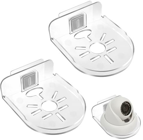 NECXON 2 Pcs Camera Wall Shelves, Small Floating Shelf Camera Wall Mount Universal Adhesive Camera Mount Wall Punch-free Camera Bracket Mounted Camera Bracket for Indoor Camera (Clear)