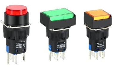 Interrupteur à bouton-poussoir lumineux LED de 16mm, 12/24/220V, interrupteur autobloquant instantané avec interrupteur d'alimentation carré, rond et rectangulaire(Square White,2NO2NC 8PINS_FIXED_24V)