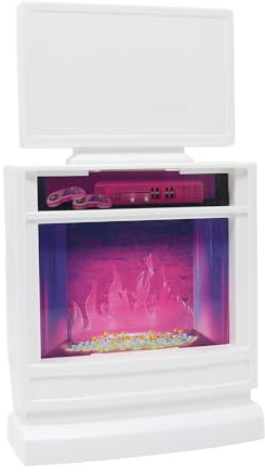 Pièce de rechange pour maison de poupée Barbie Doll Dreamhouse HMX10 – Cheminée réversible blanche de rechange – TV – Support de jeu et buffet – Support de divertissement stéréo