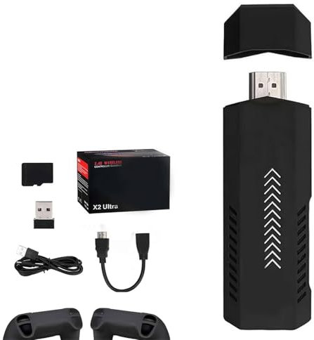 BIRCHTREES X2 Game Stick 4K, Console de Jeux vidéo Plug and Play avec Jeux, Sortie 4K, Manette de Jeu rétro 2.4G sans Fil, Jeux vidéo Plug and Play pour TV,64G