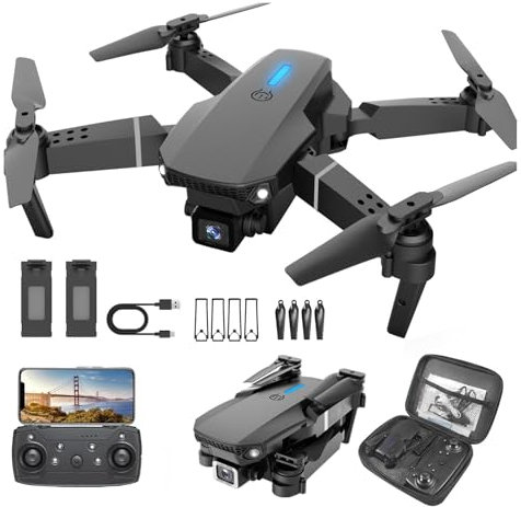 Drones con Camara, Dron 4k Profesionales Adultos 3D Flip Regalos para Niñas/Niños Drone Plegable para Principiantes, 2 Baterías, Negro mate