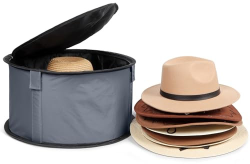 WOMACO Hutbox zur Aufbewahrung, stapelbare Hut-Aufbewahrungsbox für Cowboyhut, runde Krempe, Hut-Organizer-Tasche für Schrank (Grau, groß)