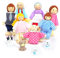 DUOCIYUAN Puppenhaus Puppen, 11 Stück Puppenhaus Figuren mit Katze und Hund Puppen Familie Set Holzpuppe Spielzeug für Kinder Puppenfamilien Biegepuppen für Minipuppen Zubehör Geschenk