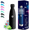 Grsta Gourde Isotherme, Gourde 500ml, Gourde Inox, Sans BPA, Gourde Reutilisable, 24h Froid & 12h Chaud, Gourde Enfant Anti Fuite, Double Vide, Thermos pour l'École, Bureau, Camping, Voyage, Noir