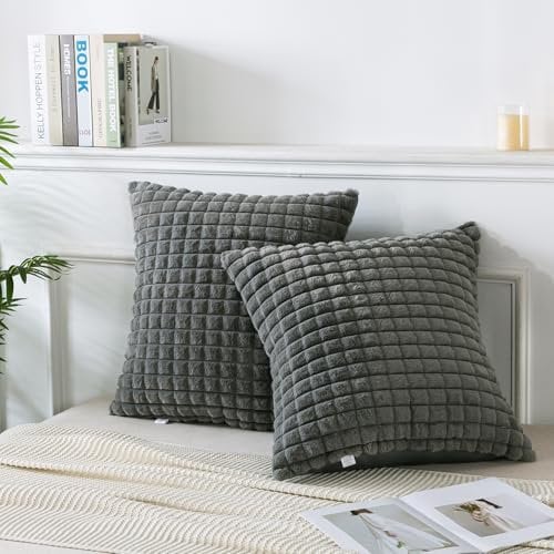 ZTYROLJ Plüsch Kissenbezüge, Super Soft Zierkissenbezüge 80x80 cm, Plaid Dekokissen Kopfkissenbezug Couchkissen Deko Bezug für Sofa Wohnzimmer Schlafzimmer