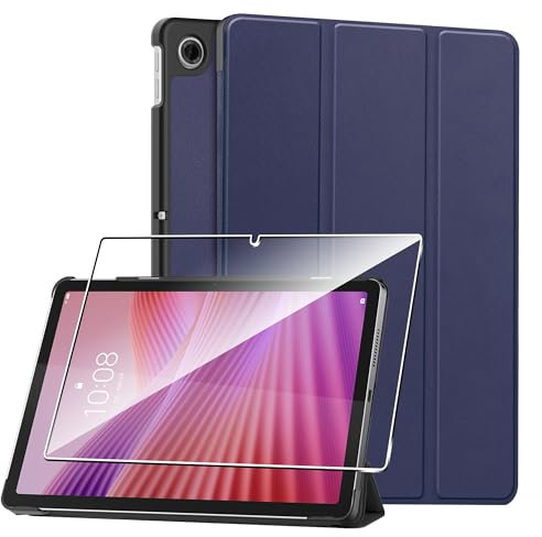Funda para Lenovo Tab 10.1 2025 +1 Pack Cristal Vidrio Templado,con Función Soporte,Anti-Arañazos Protectora Case función -Azul