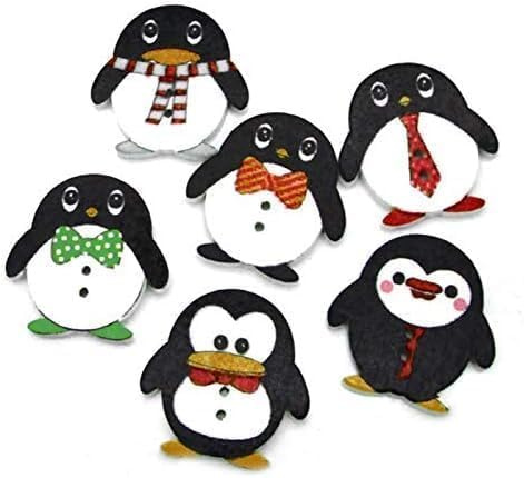 Holzknöpfe zum Basteln, Pinguin-Design, 50 Stück, 2 Löcher, DIY Scrapbooking Dekoration